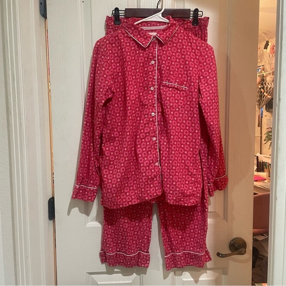 Victoria’s Secret Pajama Set Snowflake Star Pink Red Pants Top Size Small Short - Picture 5 of 11